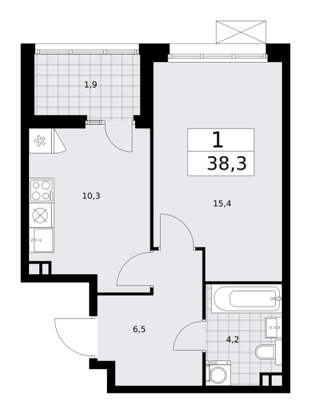 1-комнатная 38 м2 в ЖК Деснаречье корпус null этаж 15