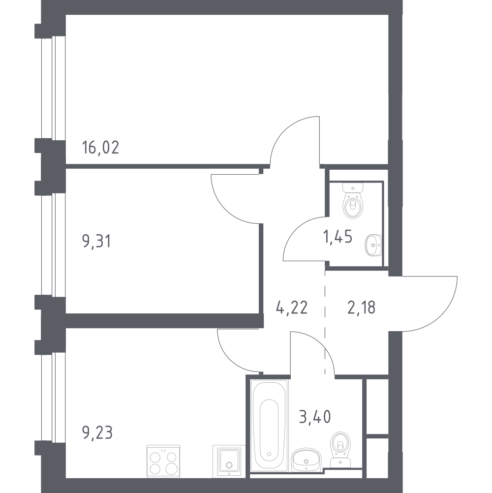 2-комнатная 47 м2 в ЖК Рябиновая Роща корпус null этаж 8