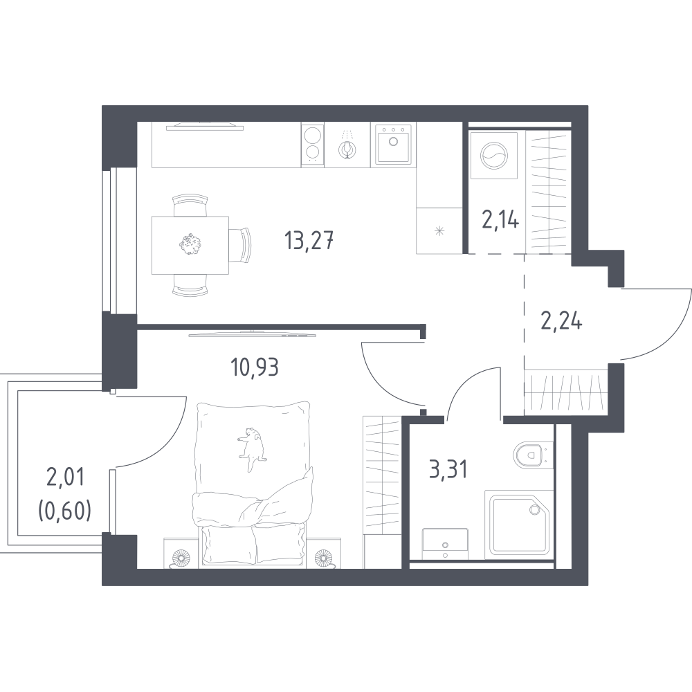 1-комнатная 32 м2 в ЖК Литературный Квартал корпус null этаж 9