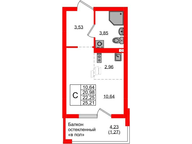 Студия 22 м2 в ЖК Консул корпус null этаж 5