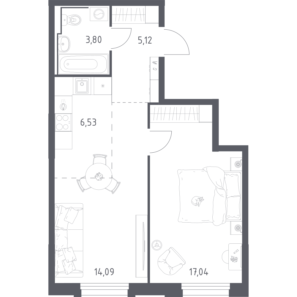 Студия 46 м2 в ЖК Рябиновая Роща корпус null этаж 10