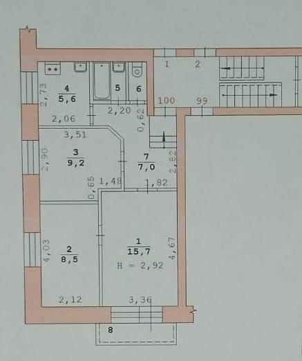 3-комнатная 49.2 м2 в ЖК undefined корпус null этаж 1