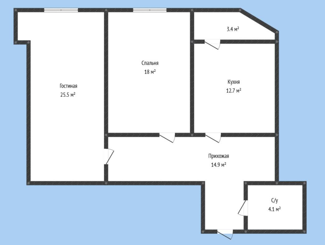 2-комнатная 78.8 м2 в ЖК undefined корпус null этаж 6