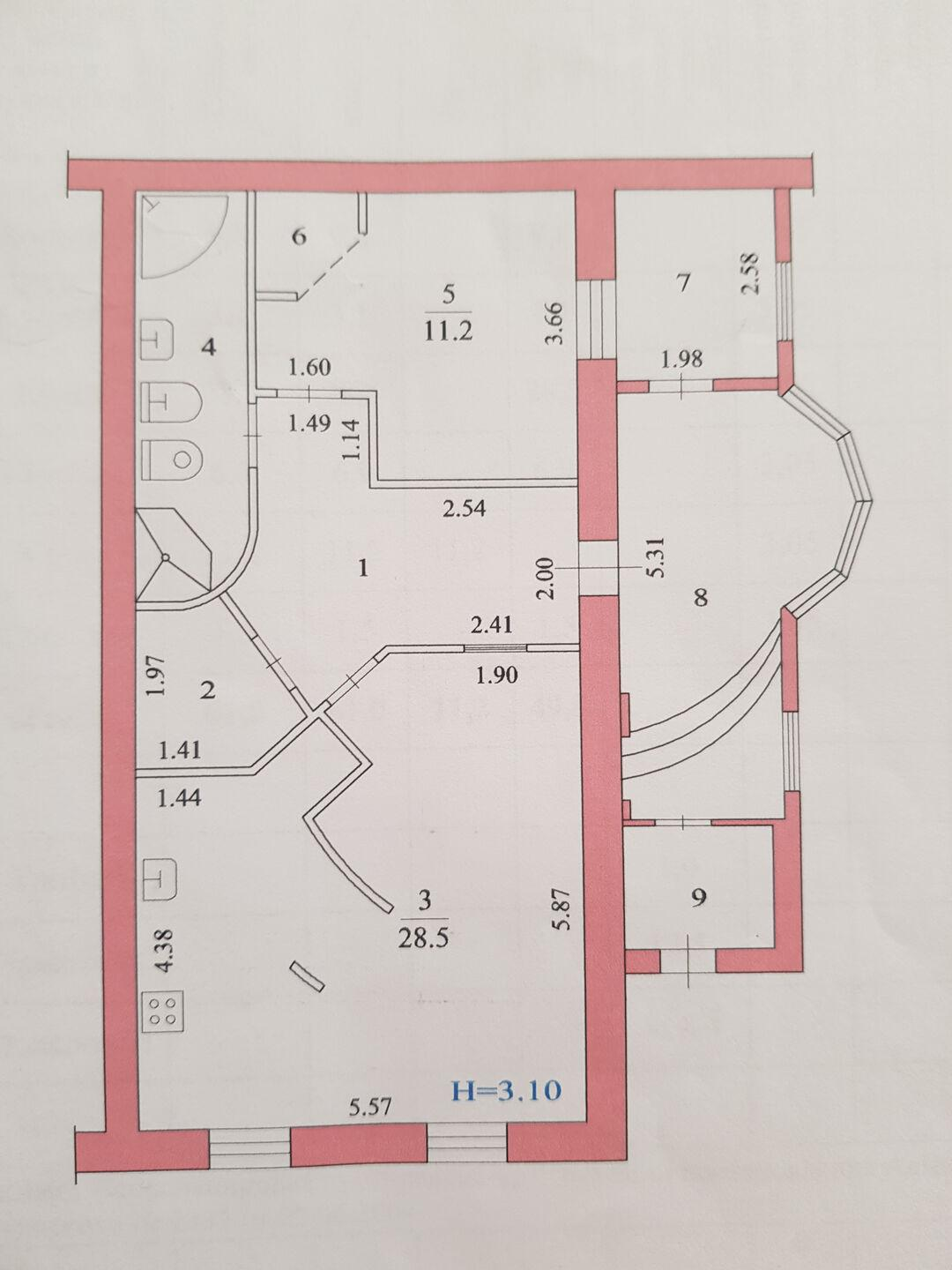 2-комнатная 79.6 м2 в ЖК undefined корпус null этаж -1