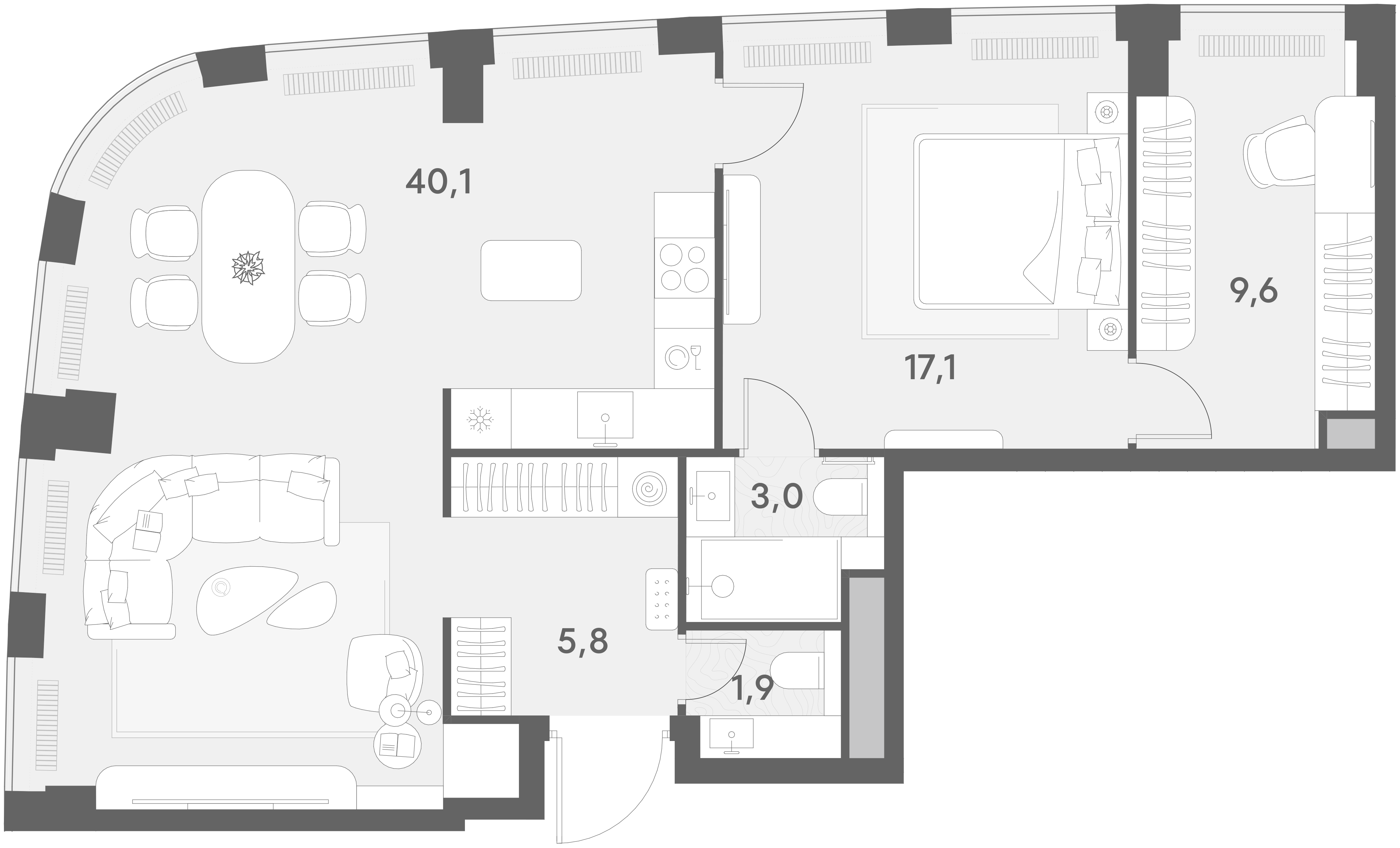 1-комнатная 77 м2 в ЖК Энигмия корпус null этаж 11