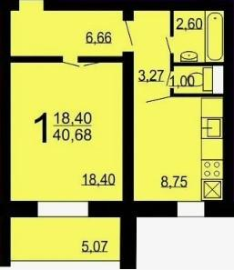 1-комнатная 40.4 м2 в ЖК undefined корпус null этаж 10