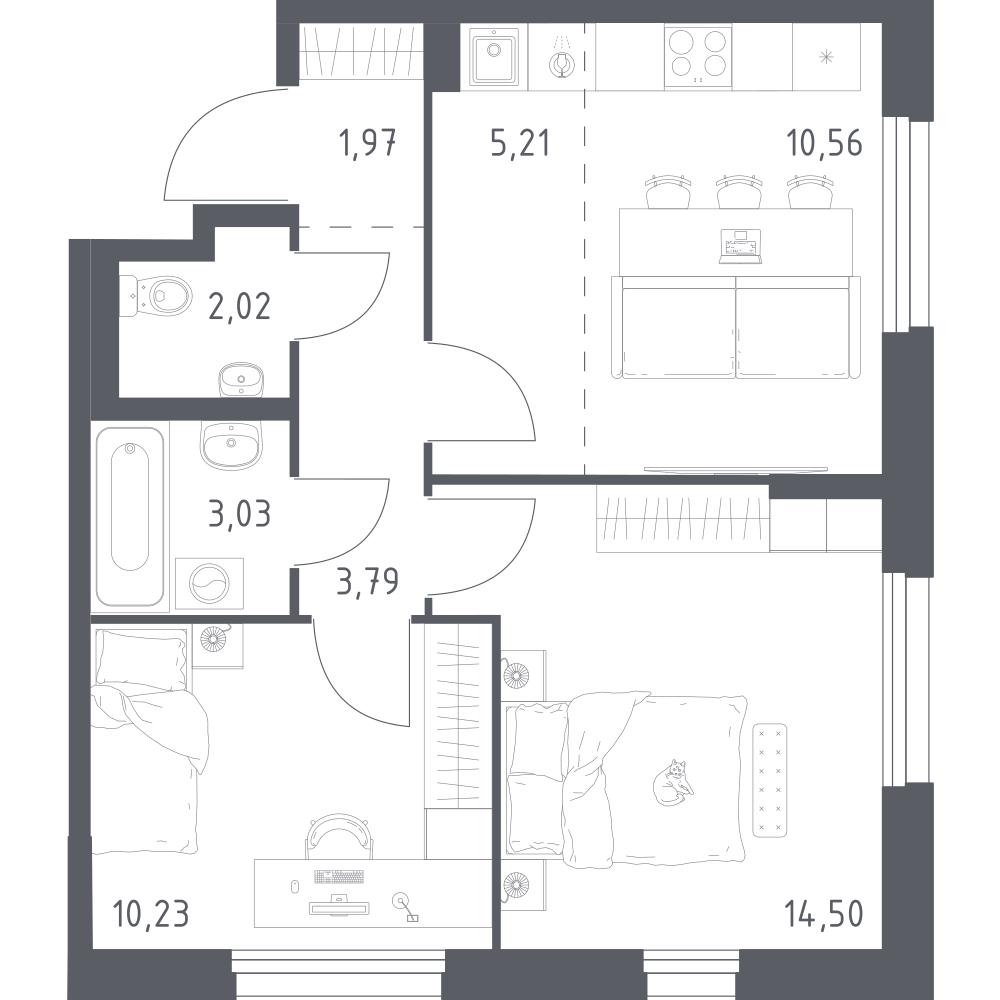 Студия 51 м2 в ЖК Новое Внуково корпус null этаж 9