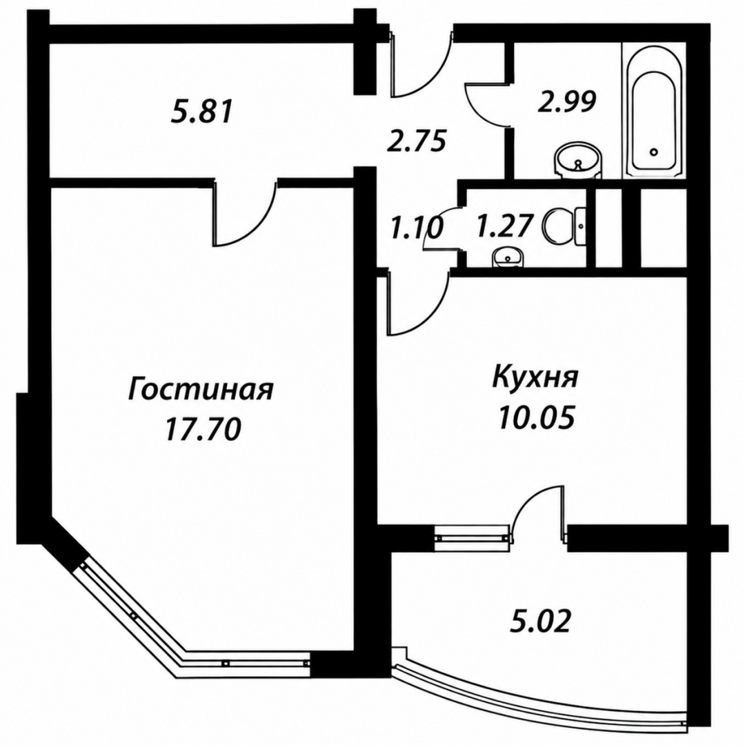 1-комнатная 41.4 м2 в ЖК undefined корпус null этаж 20