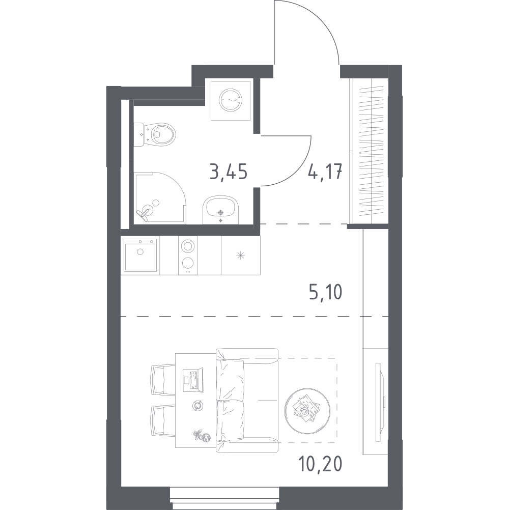 Студия 22 м2 в ЖК Мытищи Парк корпус null этаж 7