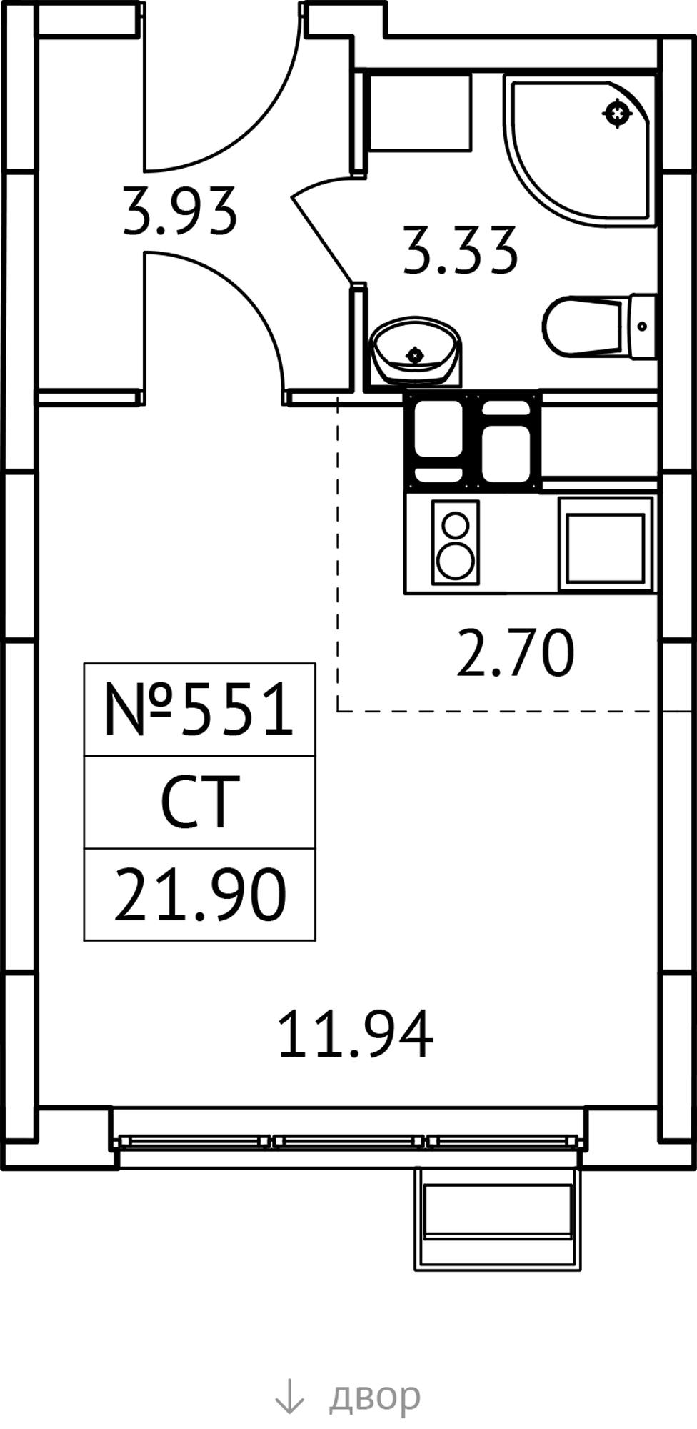 Студия 21 м2 в ЖК Новотомилино корпус null этаж 8