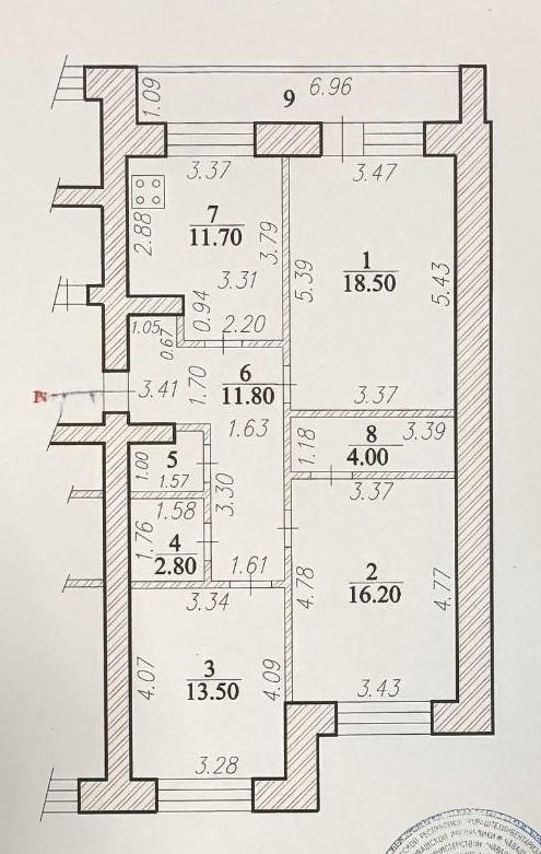 3-комнатная 80.2 м2 в ЖК undefined корпус null этаж 7