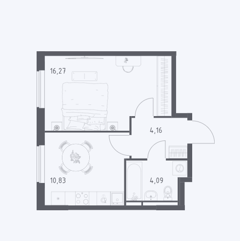 1-комнатная 35.4 м2 в ЖК undefined корпус null этаж 13