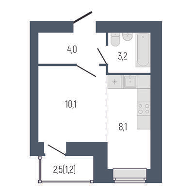 Студия 28 м2 в ЖК Философия Идеалистов на Первомайском корпус null этаж 6