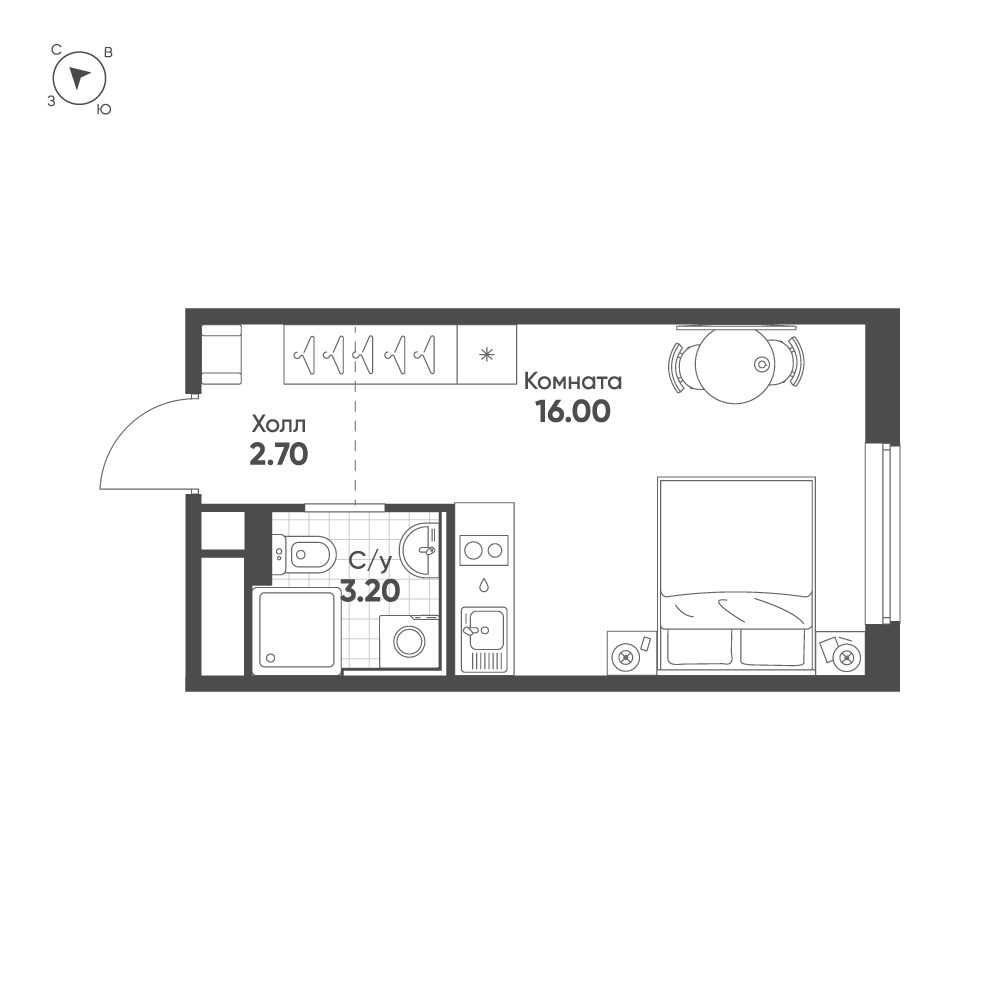 Студия 21 м2 в ЖК АВЕНЮ-АПАРТ ПУЛКОВО корпус null этаж 12