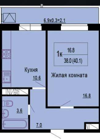 1-комнатная 45.6 м2 в ЖК undefined корпус null этаж 9