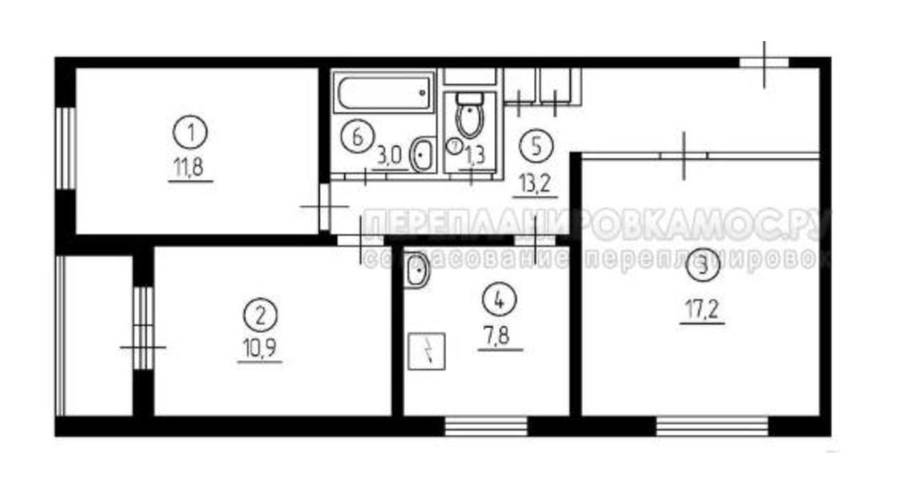 3-комнатная 61.9 м2 в ЖК undefined корпус null этаж 5