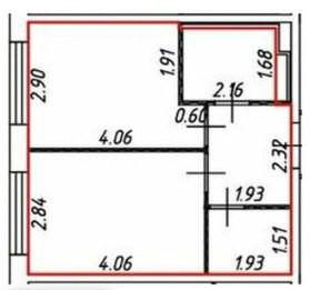 1-комнатная 33.1 м2 в ЖК undefined корпус null этаж 6