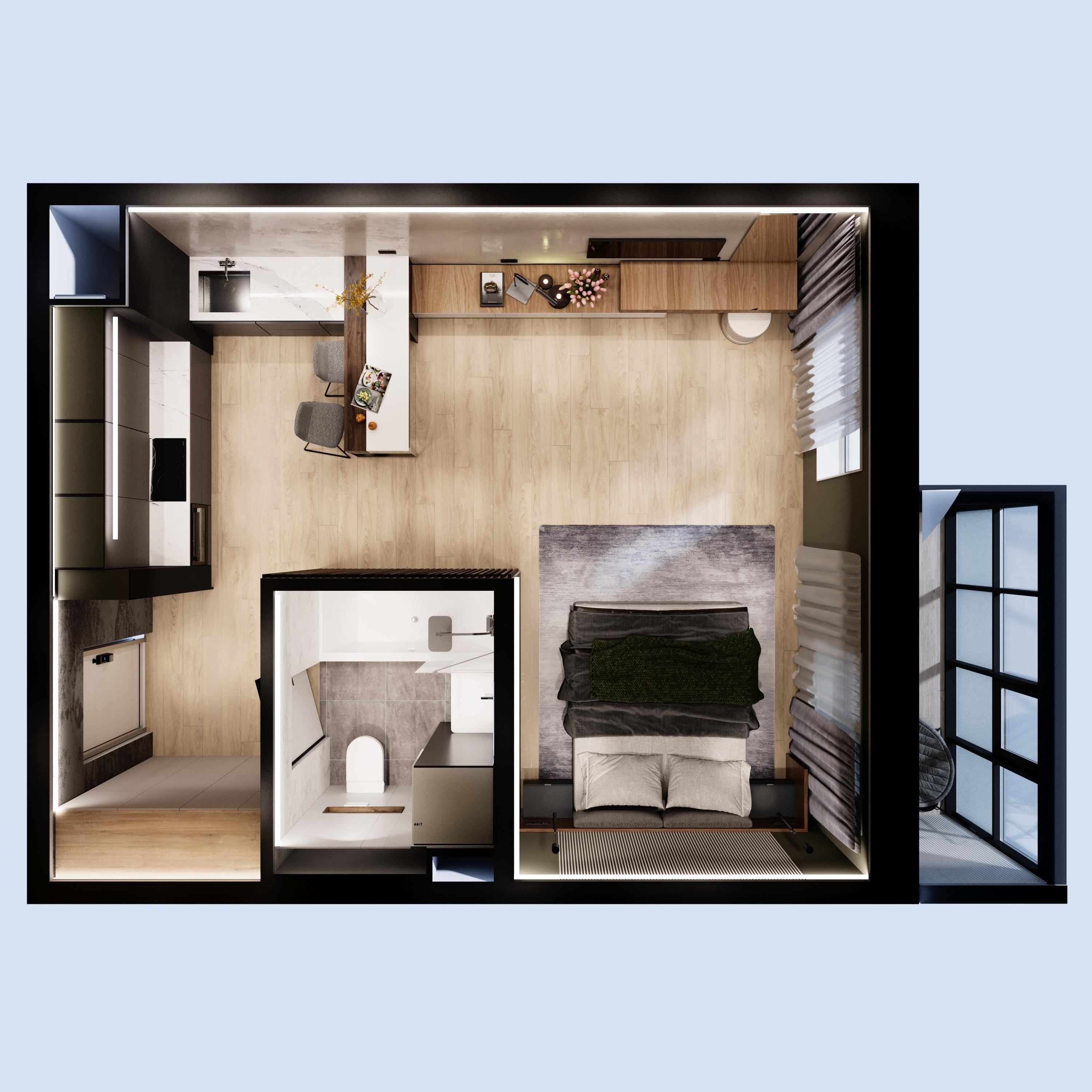 1-комнатная 36 м2 в ЖК Южный Парк корпус null этаж 8