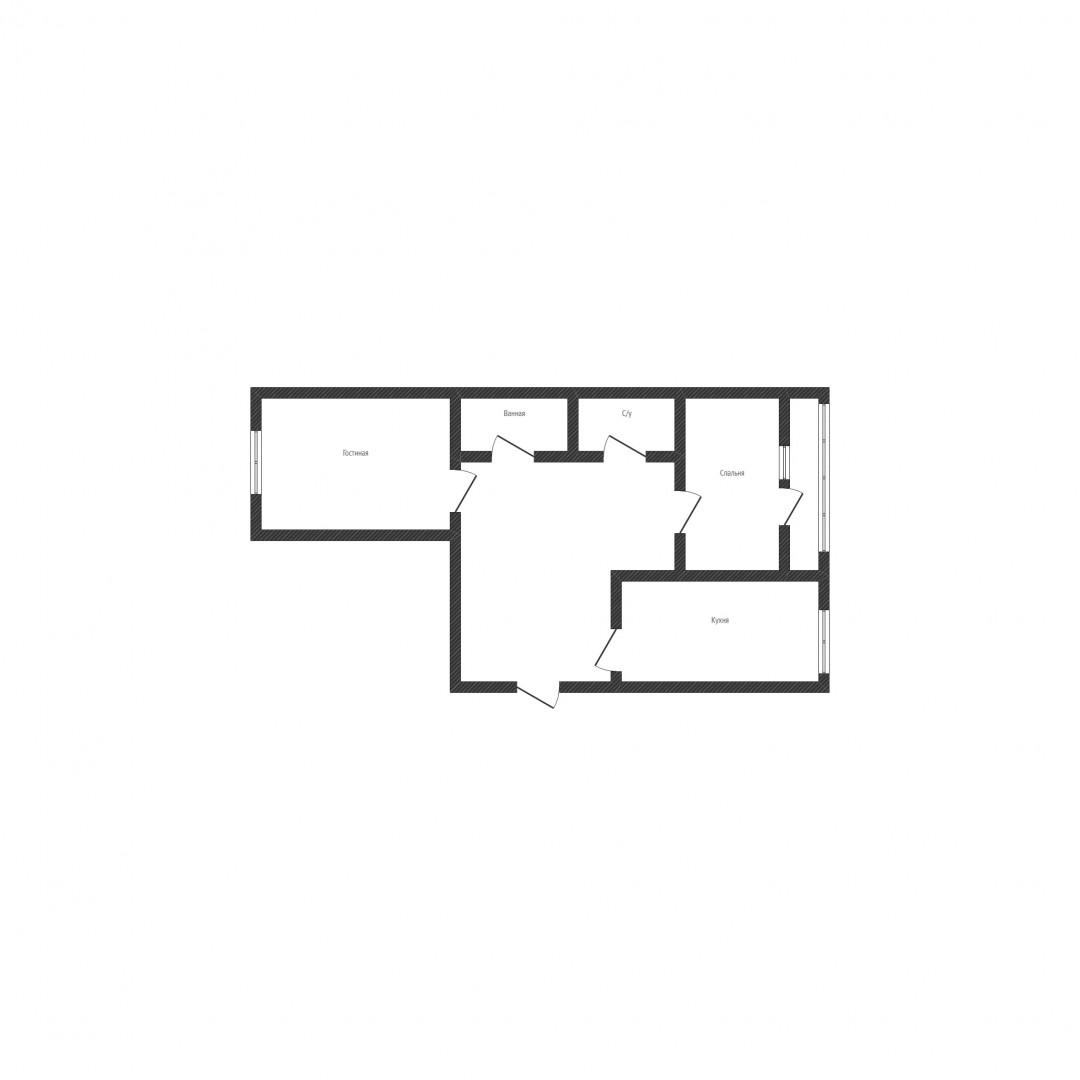 2-комнатная 55.5 м2 в ЖК undefined корпус null этаж 5