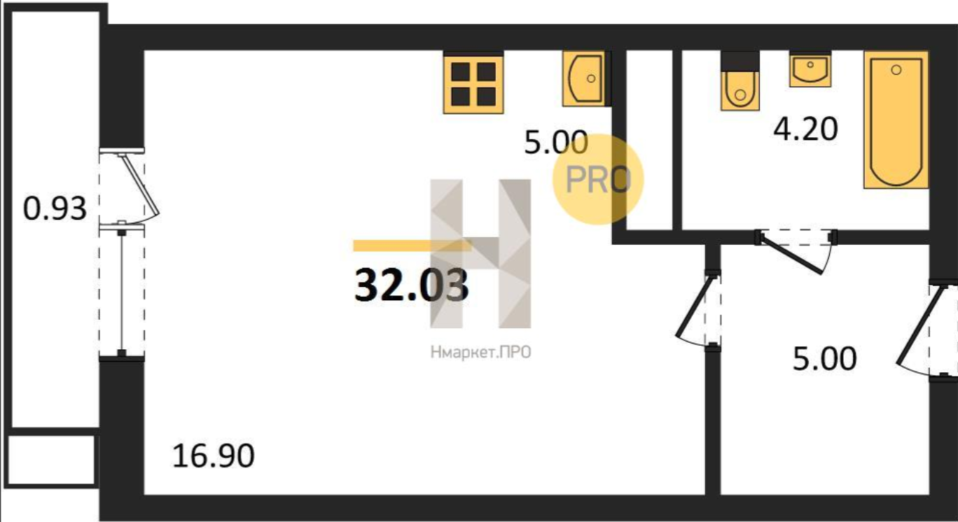 Студия 32 м2 в ЖК undefined корпус null этаж 15
