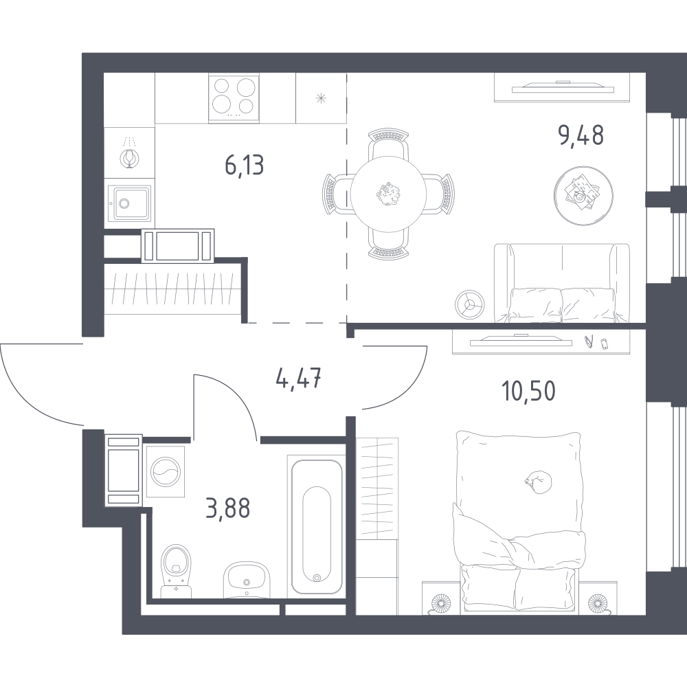 Студия 34 м2 в ЖК Большое Путилково корпус null этаж 5