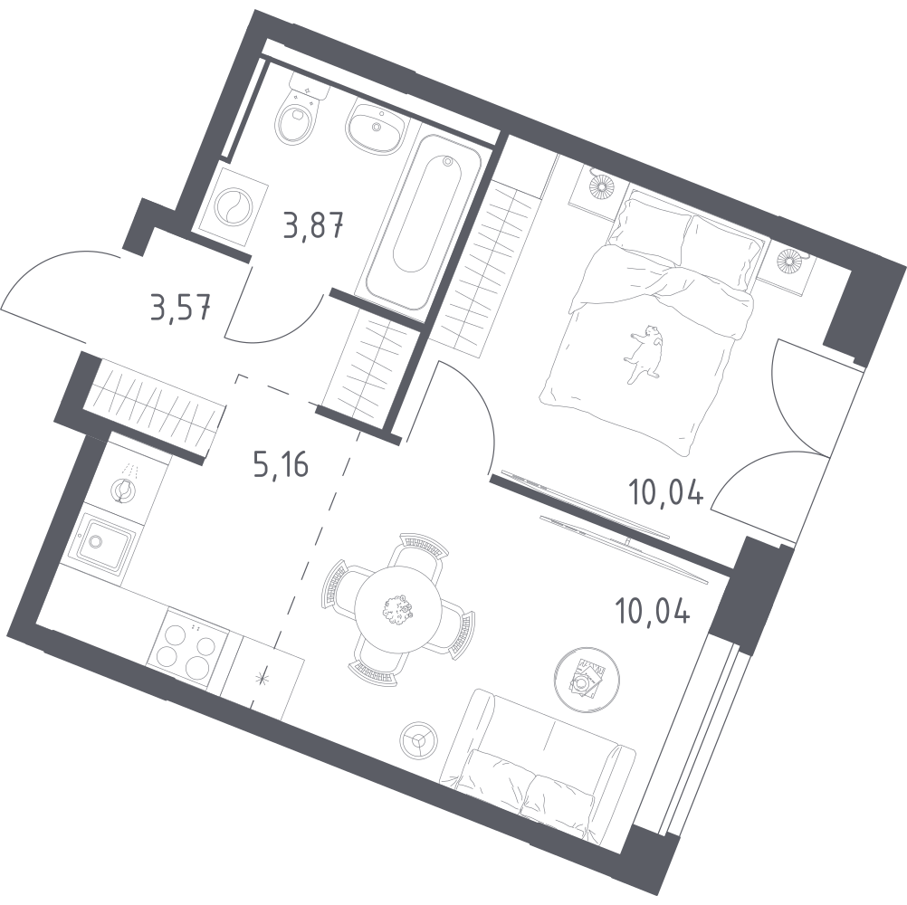 Студия 32 м2 в ЖК Квартал Западный корпус null этаж 5