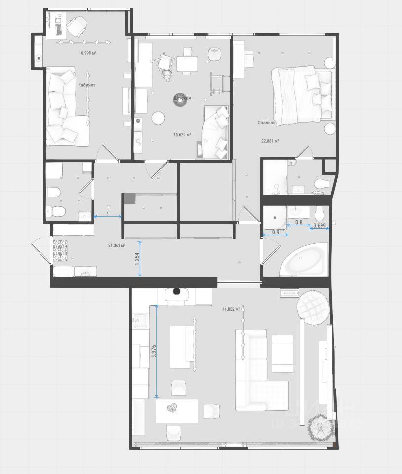 4-комнатная 130 м2 в ЖК undefined корпус null этаж 7