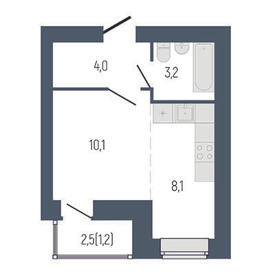 Студия 28 м2 в ЖК Философия Идеалистов на Первомайском корпус null этаж 6
