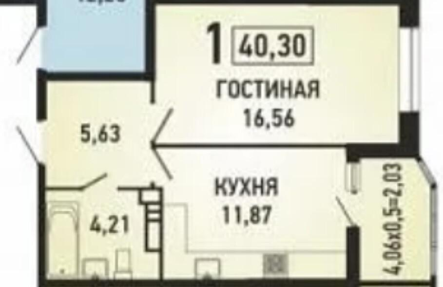 1-комнатная 38.2 м2 в ЖК undefined корпус null этаж 9