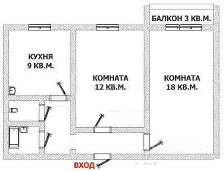 2-комнатная 50.4 м2 в ЖК undefined корпус null этаж 6