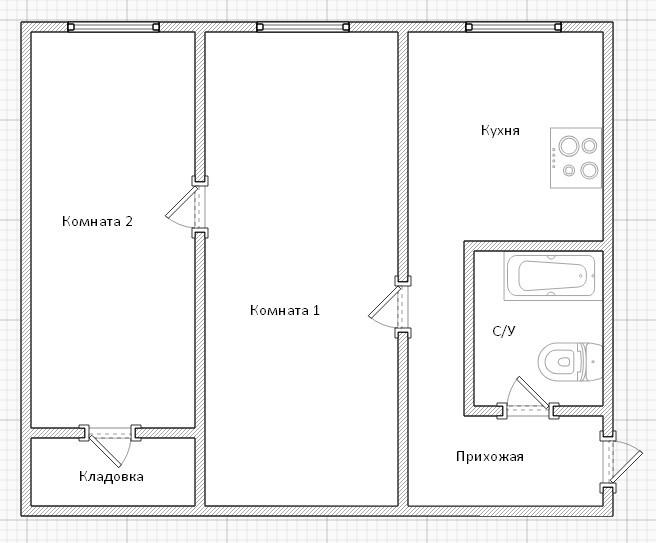 2-комнатная 44.5 м2 в ЖК undefined корпус null этаж 1