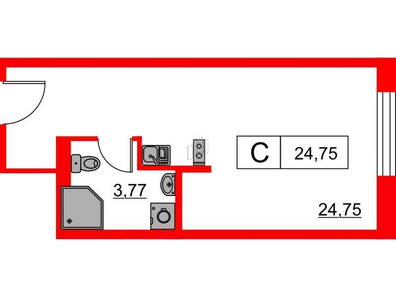 Студия 24 м2 в ЖК Saan корпус null этаж 4