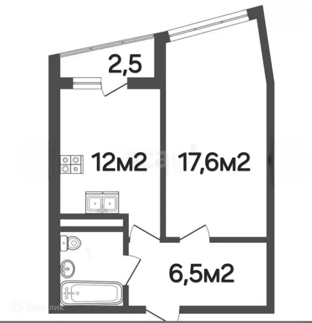 1-комнатная 42 м2 в ЖК undefined корпус null этаж 13