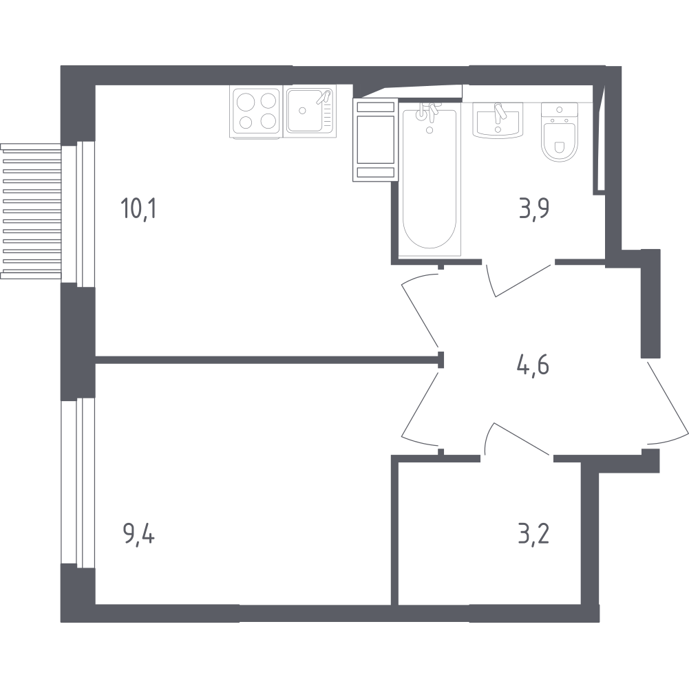 1-комнатная 30 м2 в ЖК Мытищи Парк корпус null этаж 3