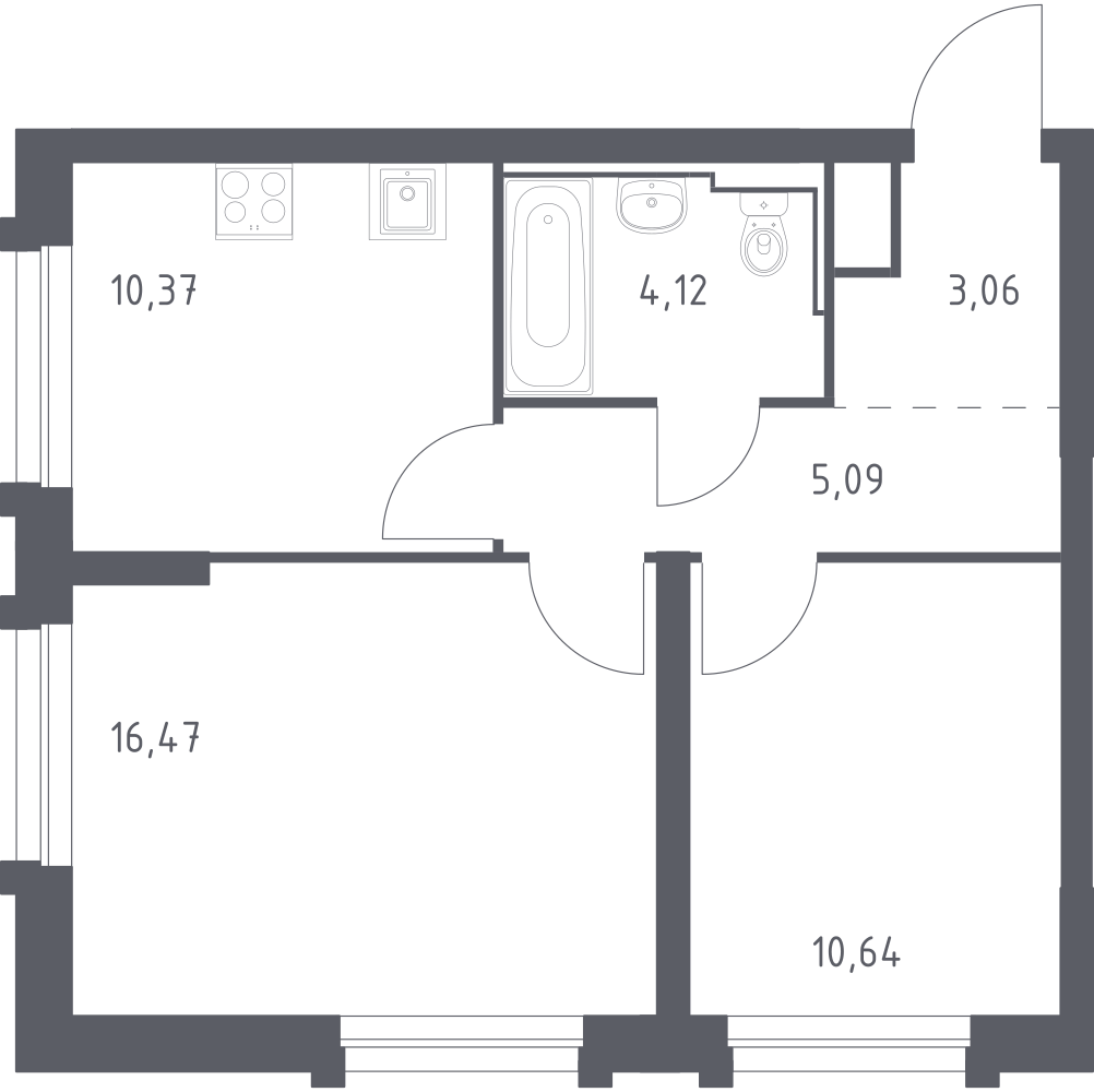 2-комнатная 50 м2 в ЖК Рябиновая Роща корпус null этаж 10