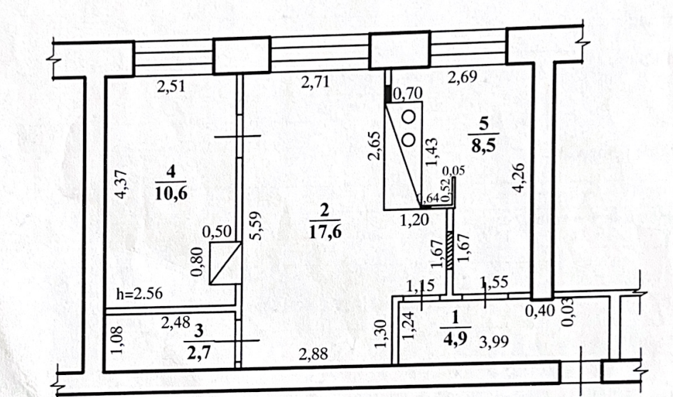 2-комнатная 44.3 м2 в ЖК undefined корпус null этаж 1