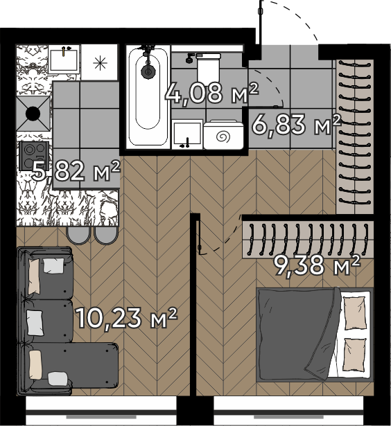 Студия 36 м2 в ЖК Квартал Серебряный бор корпус null этаж 10