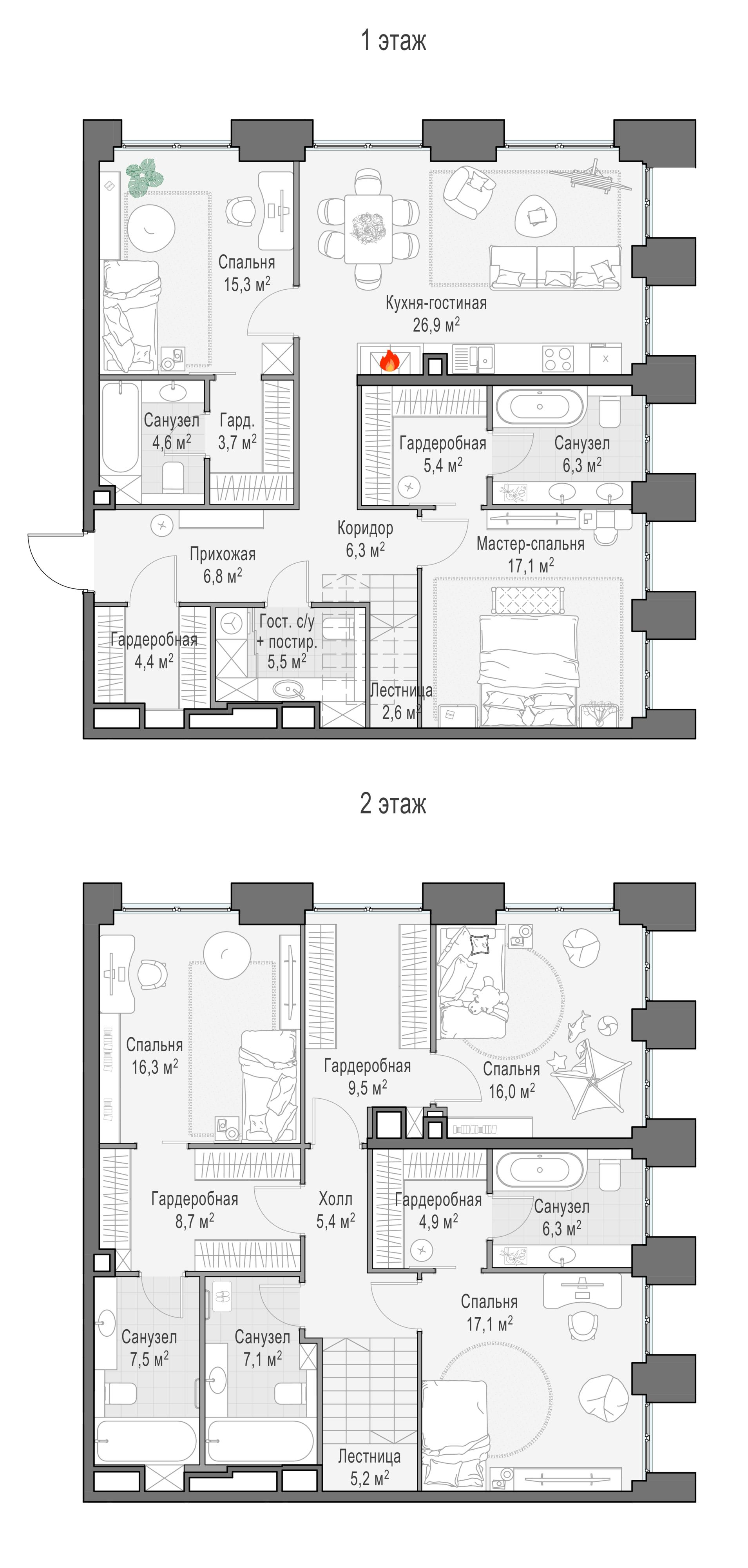 5-комнатная 209 м2 в ЖК Роскошный квартал LIFE TIME корпус null этаж 22