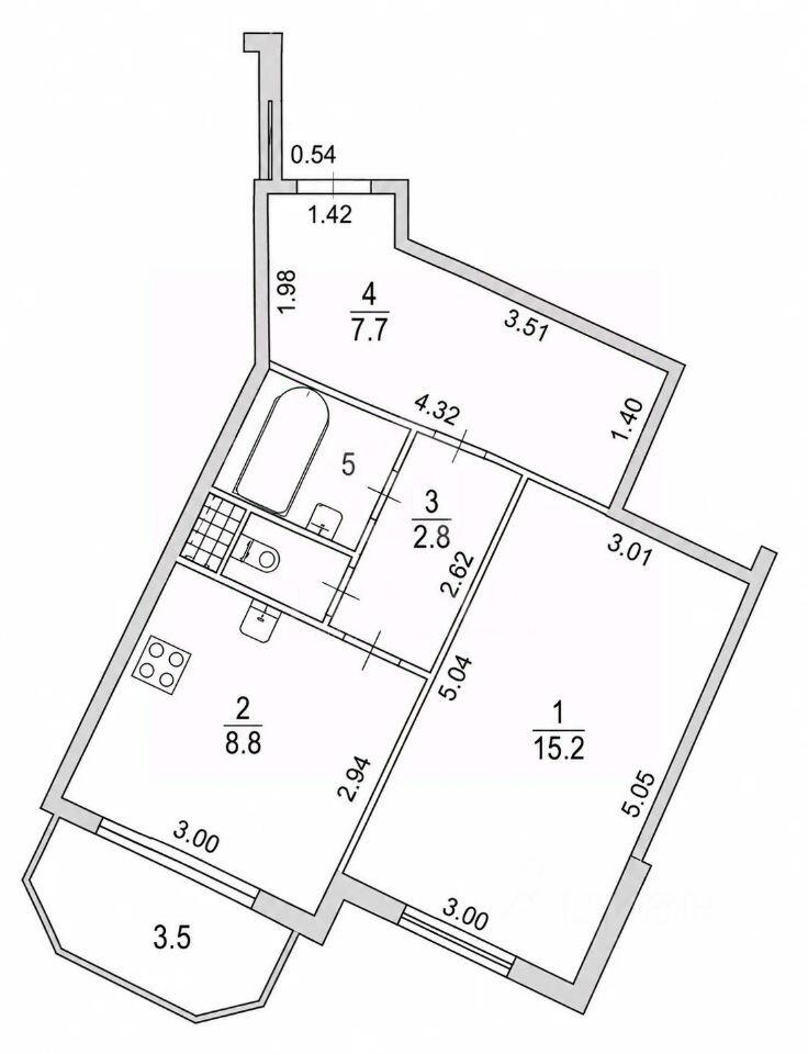 1-комнатная 38.9 м2 в ЖК undefined корпус null этаж 13
