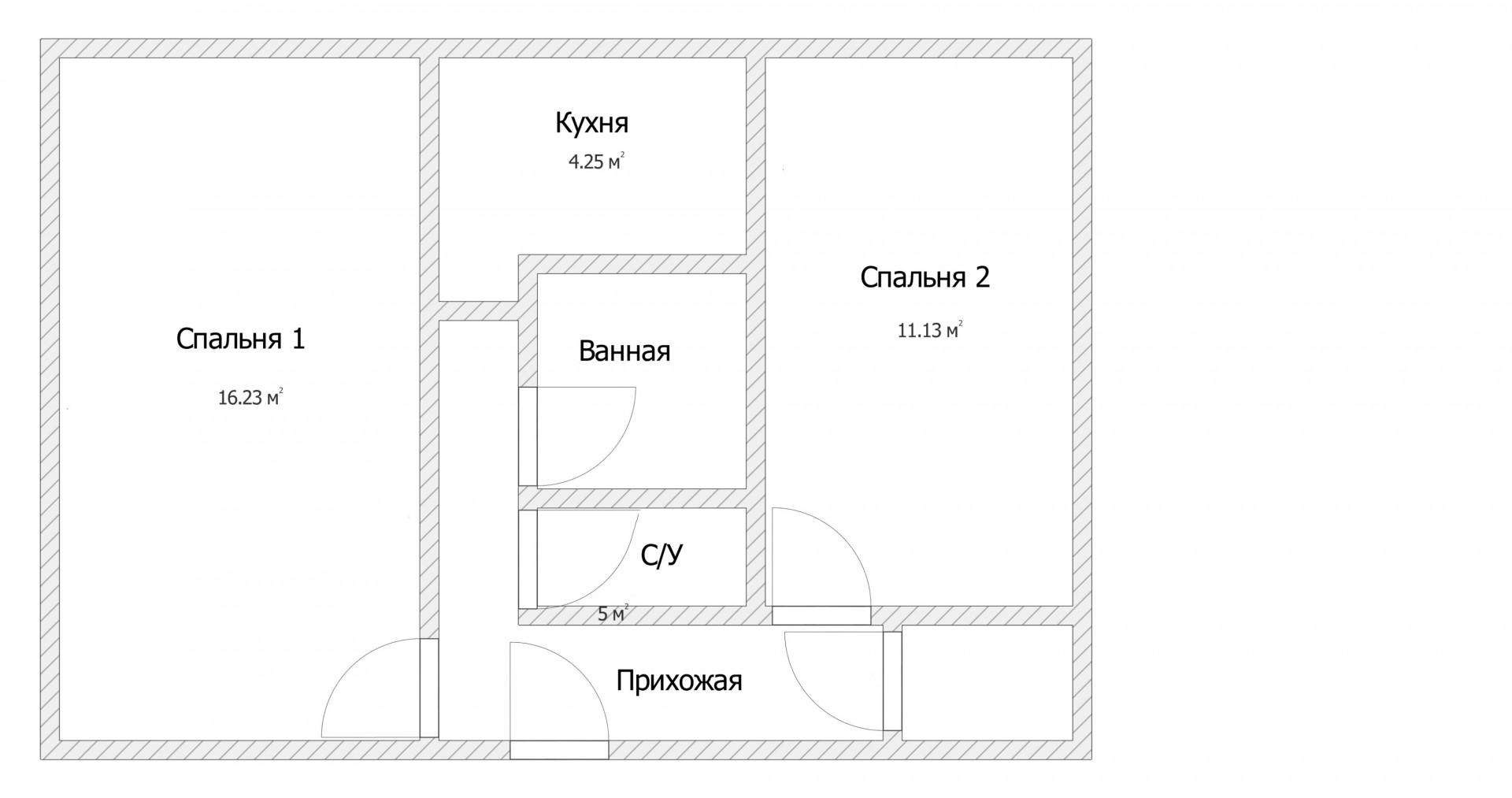 2-комнатная 42.8 м2 в ЖК undefined корпус null этаж 1