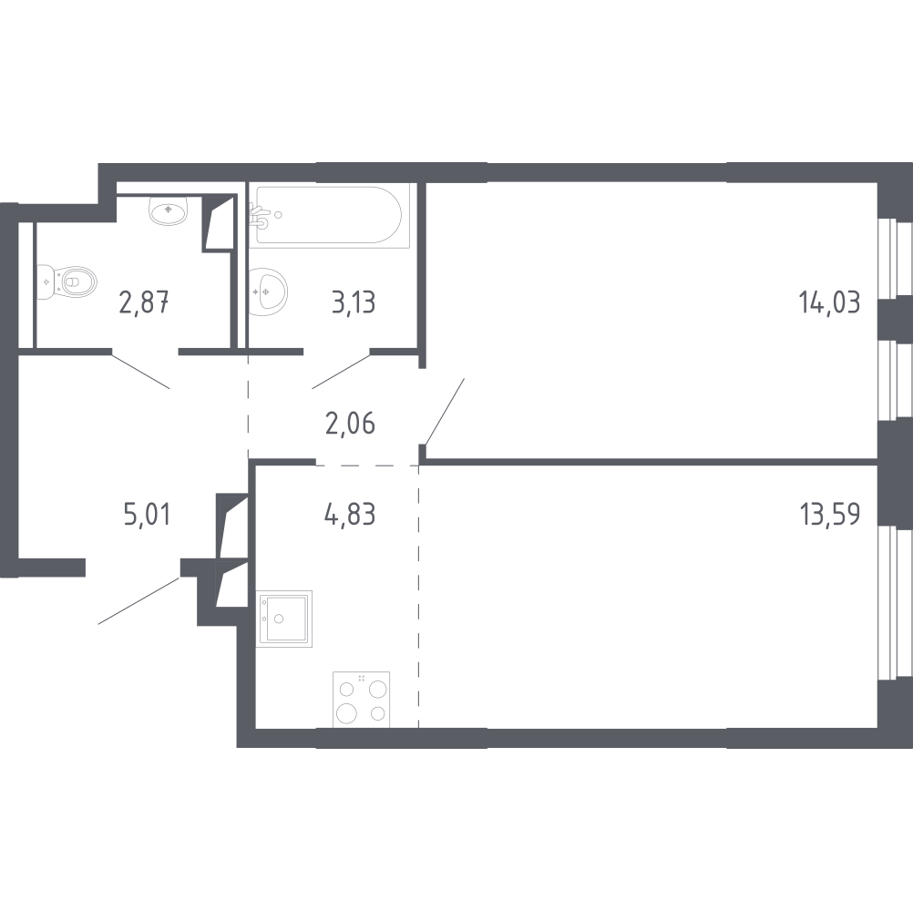 Студия 44 м2 в ЖК Чаркова 72 корпус null этаж 5