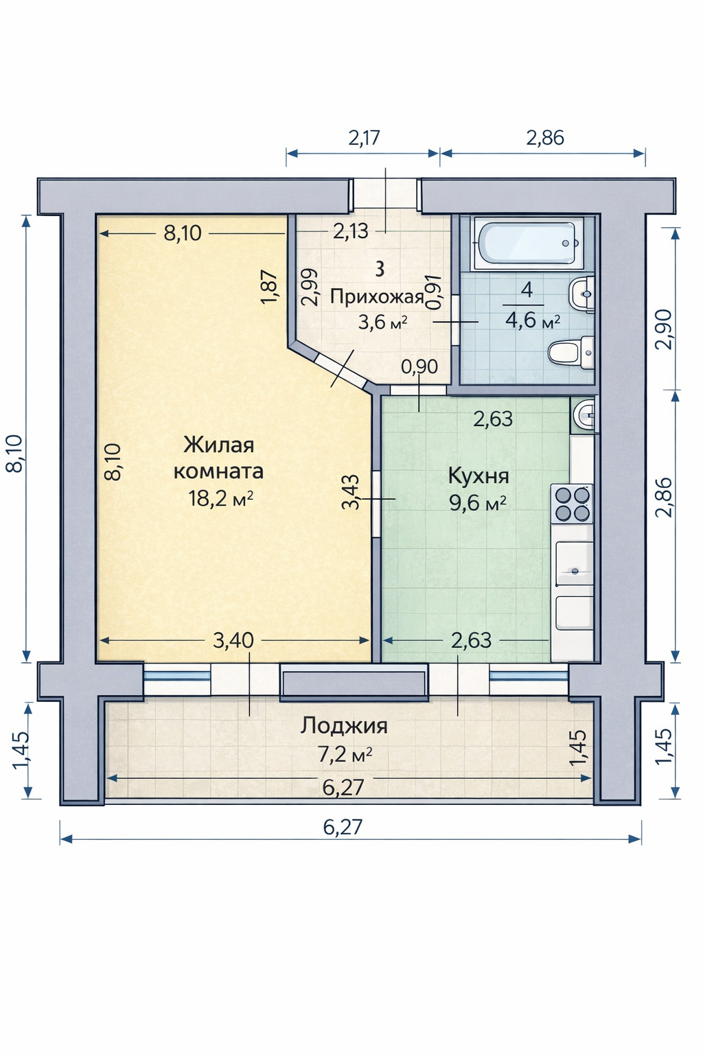 1-комнатная 35.9 м2 в ЖК undefined корпус null этаж 15