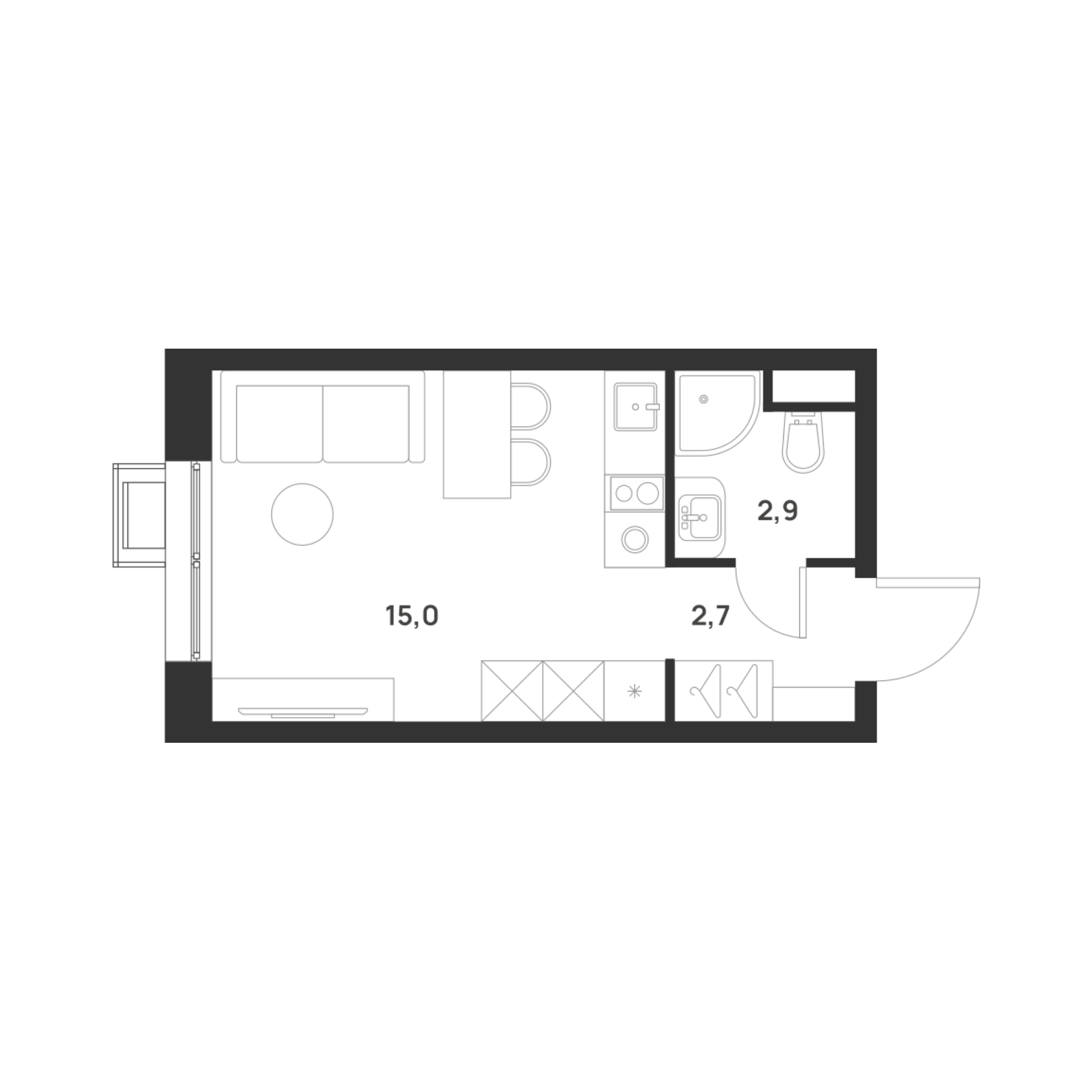 Студия 20 м2 в ЖК Foreville корпус null этаж 5