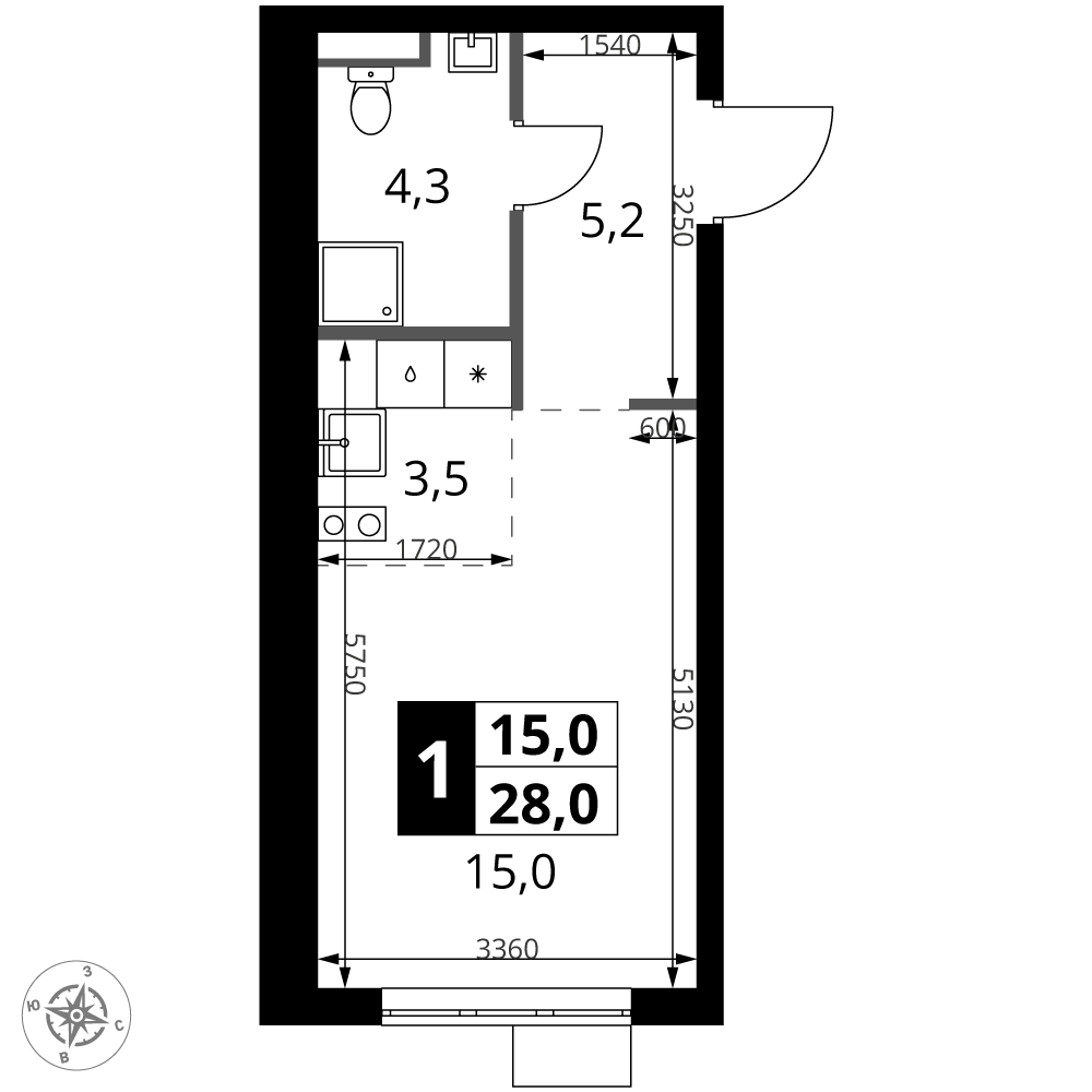 Студия 28 м2 в ЖК 1-й Ясеневский корпус null этаж 10