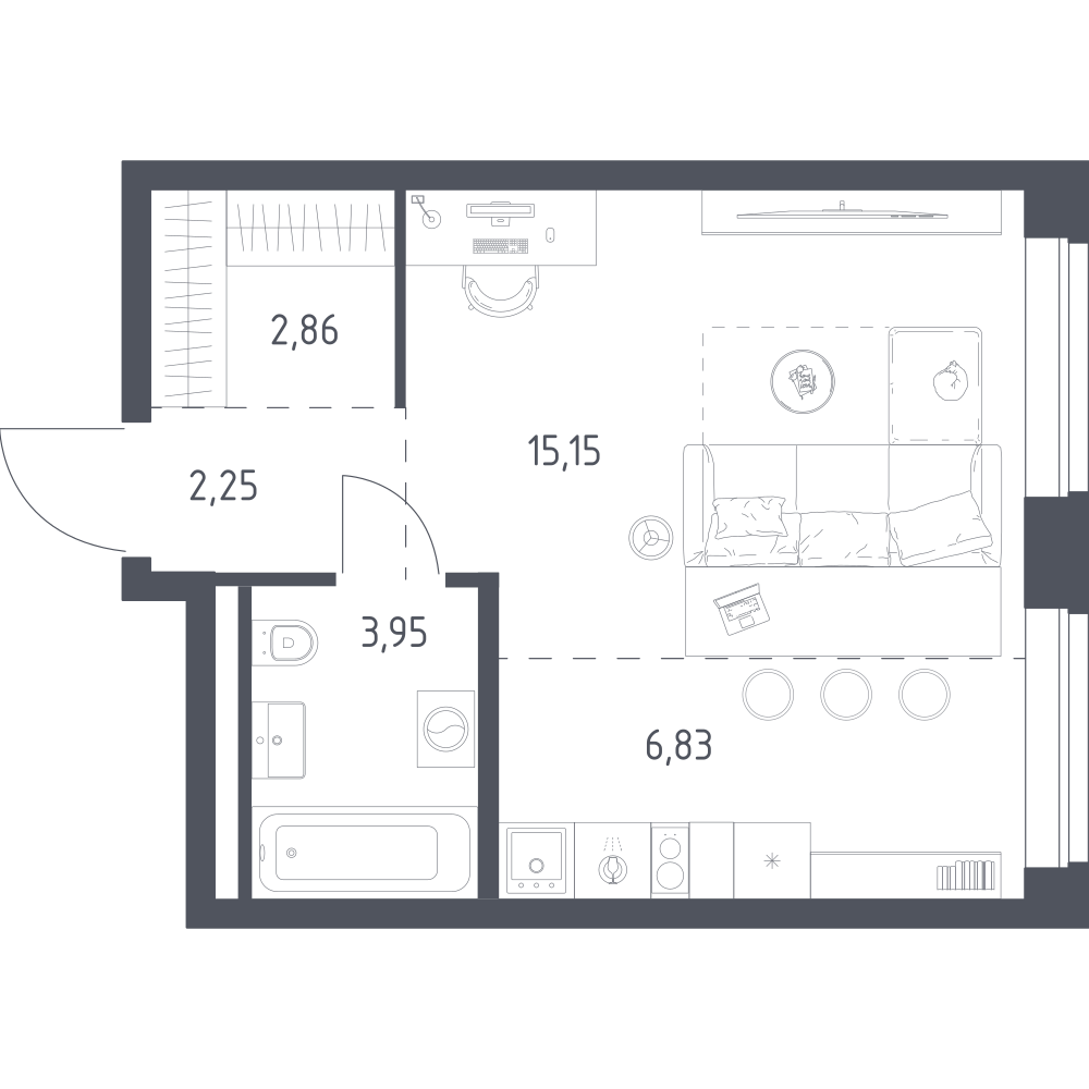 1-комнатная 31 м2 в ЖК Литературный Квартал корпус null этаж 8