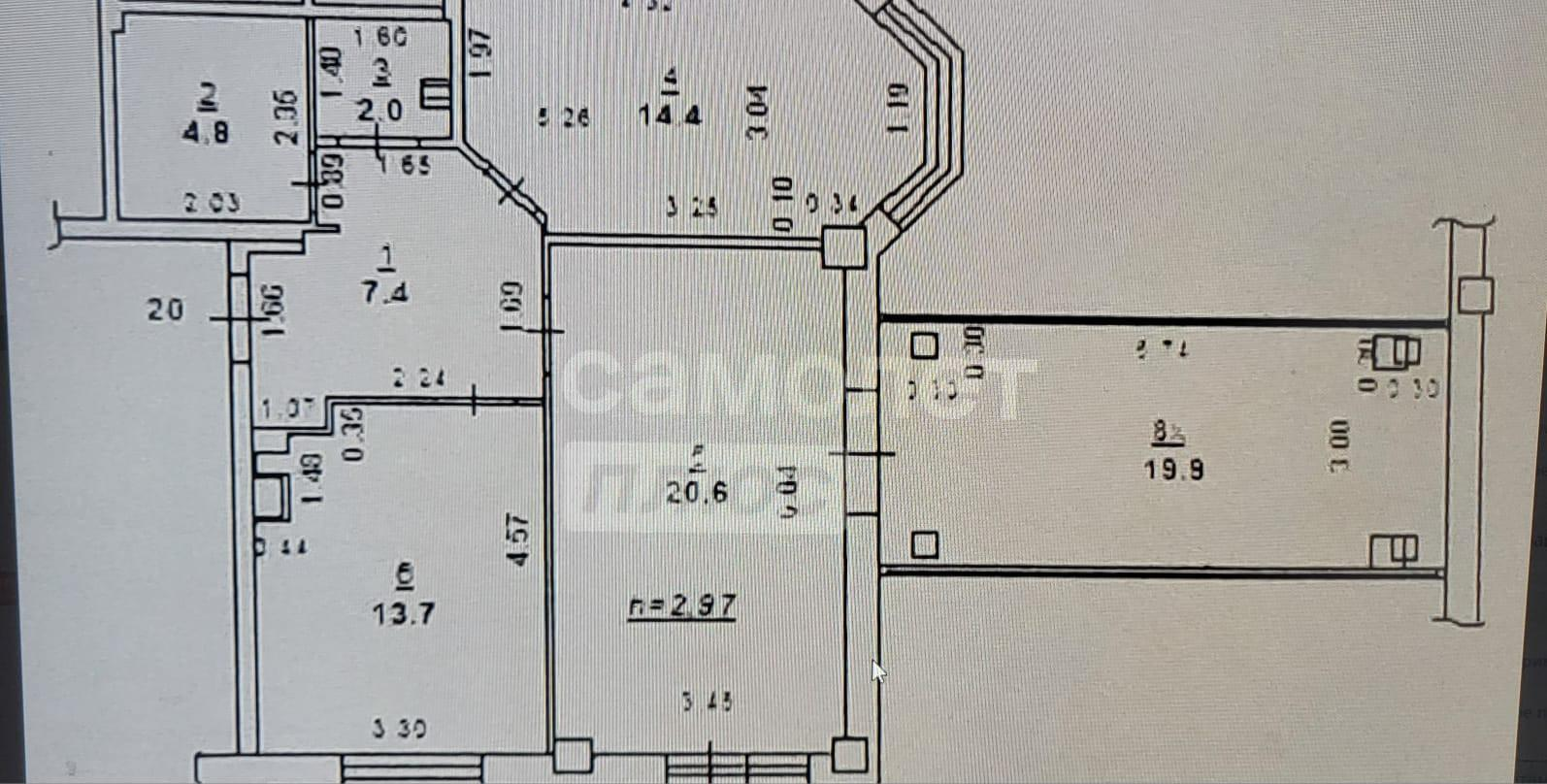 2-комнатная 88 м2 в ЖК undefined корпус null этаж 6