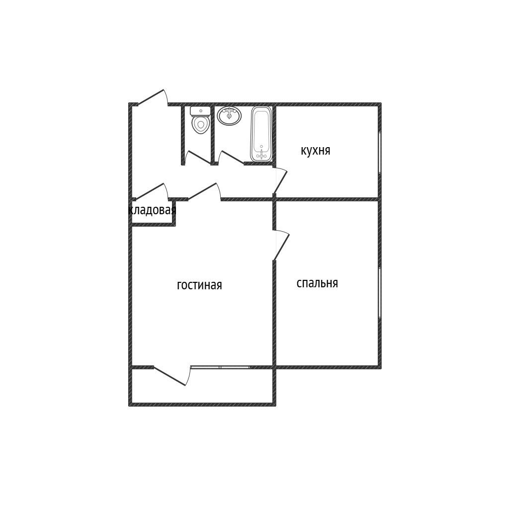 2-комнатная 42.1 м2 в ЖК undefined корпус null этаж 3