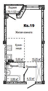 1-комнатная 29 м2 в ЖК Лесная сказка корпус null этаж 2