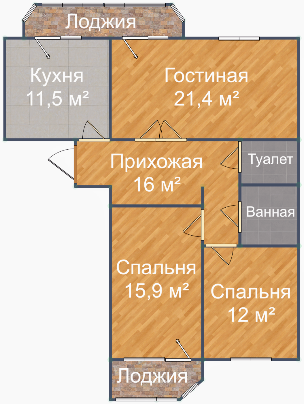 3-комнатная 82.5 м2 в ЖК undefined корпус null этаж 6