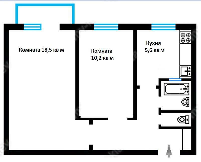 2-комнатная 44.4 м2 в ЖК undefined корпус null этаж 8